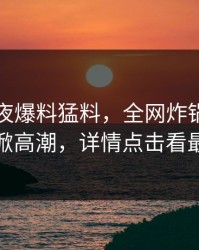网红深夜爆料猛料，全网炸锅！樱桃视频再掀高潮，详情点击看最新内幕