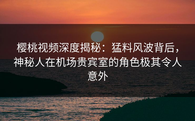 樱桃视频深度揭秘：猛料风波背后，神秘人在机场贵宾室的角色极其令人意外
