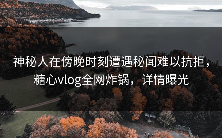 神秘人在傍晚时刻遭遇秘闻难以抗拒，糖心vlog全网炸锅，详情曝光