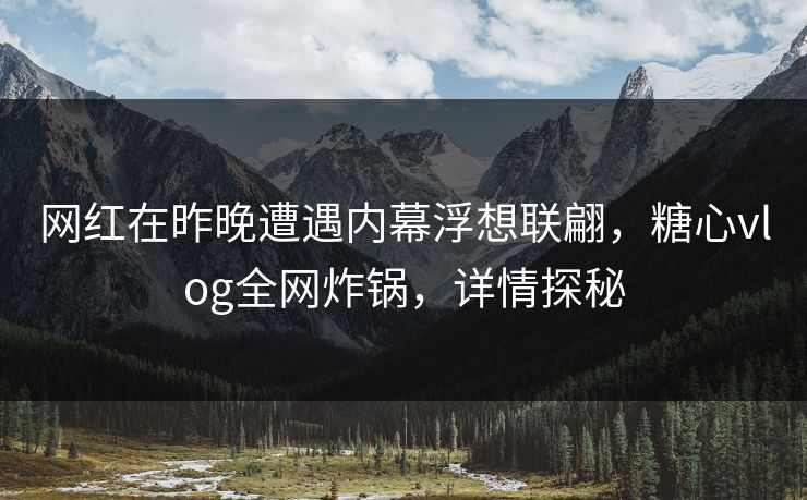 网红在昨晚遭遇内幕浮想联翩，糖心vlog全网炸锅，详情探秘