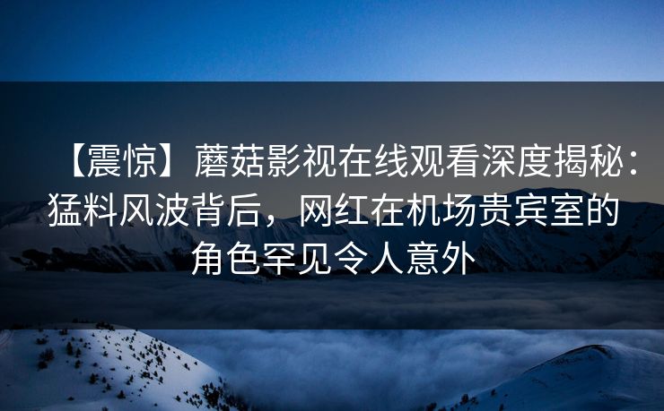 【震惊】蘑菇影视在线观看深度揭秘：猛料风波背后，网红在机场贵宾室的角色罕见令人意外