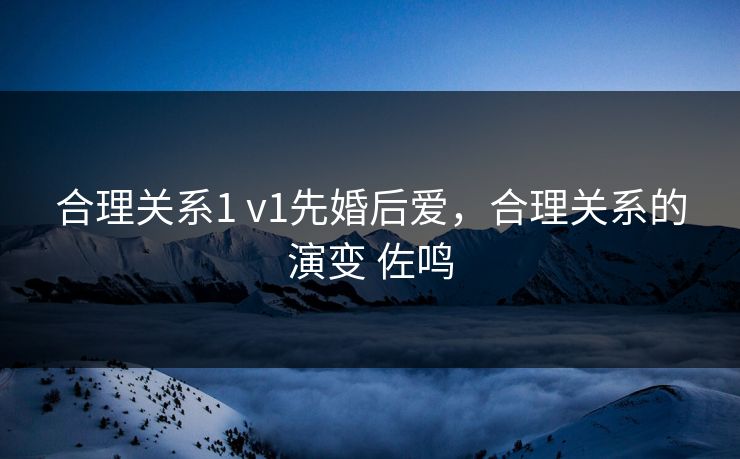 合理关系1 v1先婚后爱，合理关系的演变 佐鸣