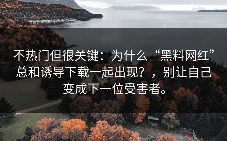 不热门但很关键:为什么“黑料网红”总和诱导下载一起出现?,别让自己变成下一位受害者。 不热门但很关键:为什么“黑料网红”总和诱导下载一起出现?,别让自己变成下一位受害者。